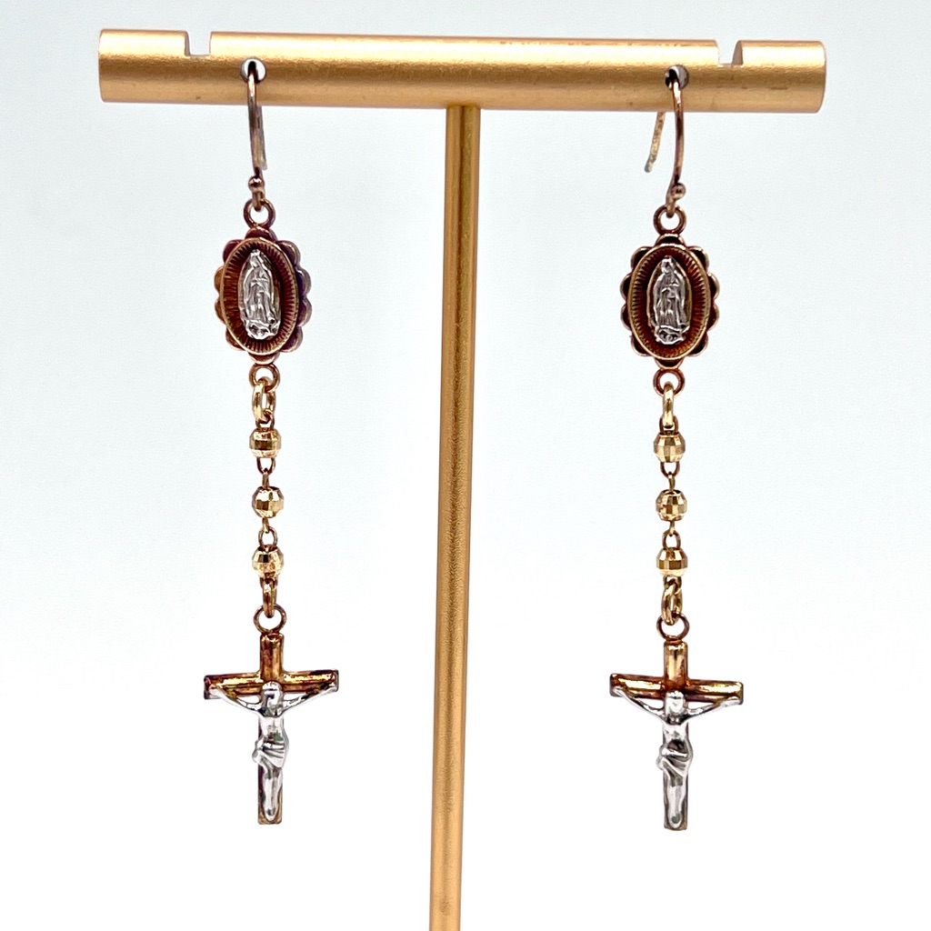 Sterling Silver 18k Gold Plated Crucifix Dangle Earrings 60$